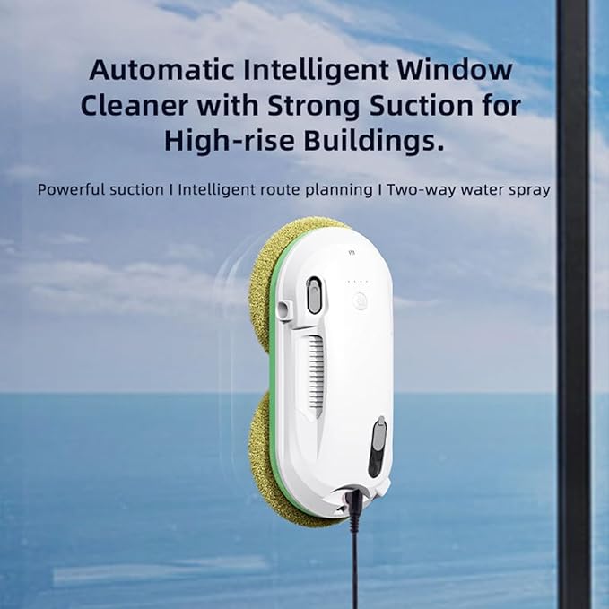Window Cleaning Robot smart Window Cleaner with Automatic Water Spray 3 Routes UPS Power-Off Protection Wireless Remote Control Command Suitable for Glass Doors Mirrors