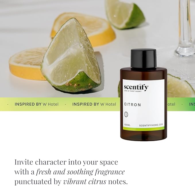 Scentify Citron Aroma Oil Refill Scent for Oil Diffusers - Lemon Jasmine Musk Woods Scents - Luxurious Relaxing Aromatherapy Diffuser Fragrance 100ml 3.38 oz