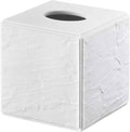Nicole Miller - Tissue Box Cover Durable Resin Countertop Accessories with Textured Marble Design Fits Standard Tissues Modern Home Decor Dorm Room Essentials (Zen Collection White)