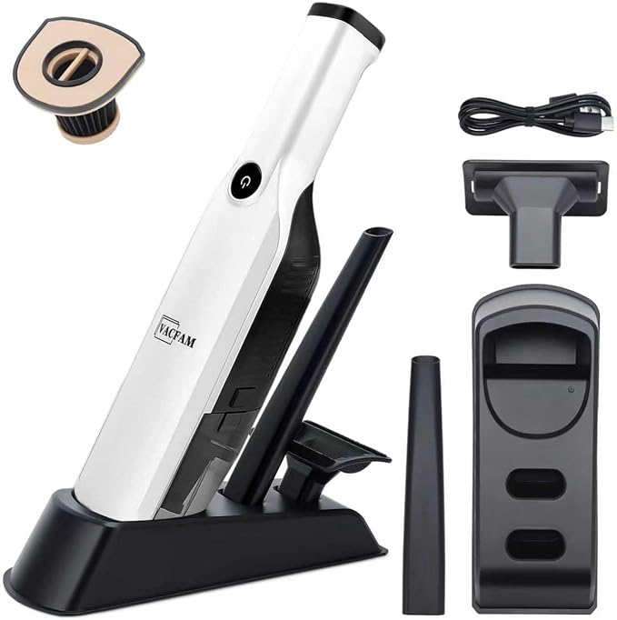 Handheld Vacuum CordlessDust Busters Cordless with Storage Dock15KPA High Power Portable Vacuum VordlessUSB Quick ChargeMini Vacuum with Multi-Nozzles &amp Washable FilterWhite