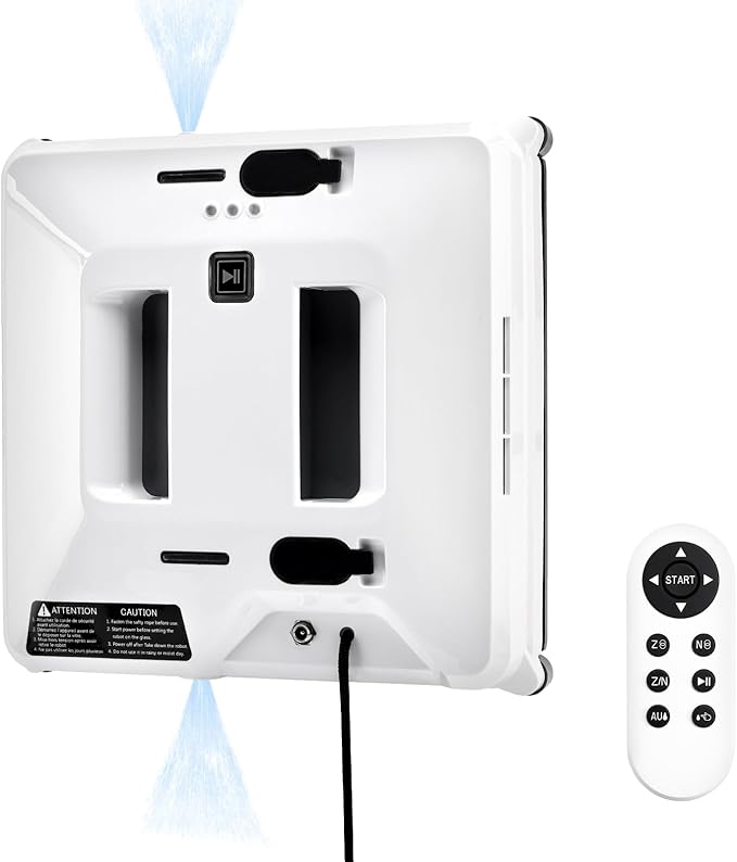 Window Cleaning Robot 3000Pa Suction Auto Water Spray Intelligent Path Planning3 ModesRemote Control&ampSafety Rope–Efficient Glass Cleaner for High-Rise/Frameless/Home Glass with Portable Case