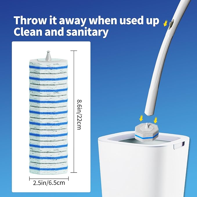 100pc Bulk Toilet Wand Refills - Disposable Toilet Brush Replacement Heads Pack for Household Cleaning Bathroom cleaners Compatible Headswashroom mats Brush Cleaning SystemClean Refill Pads.