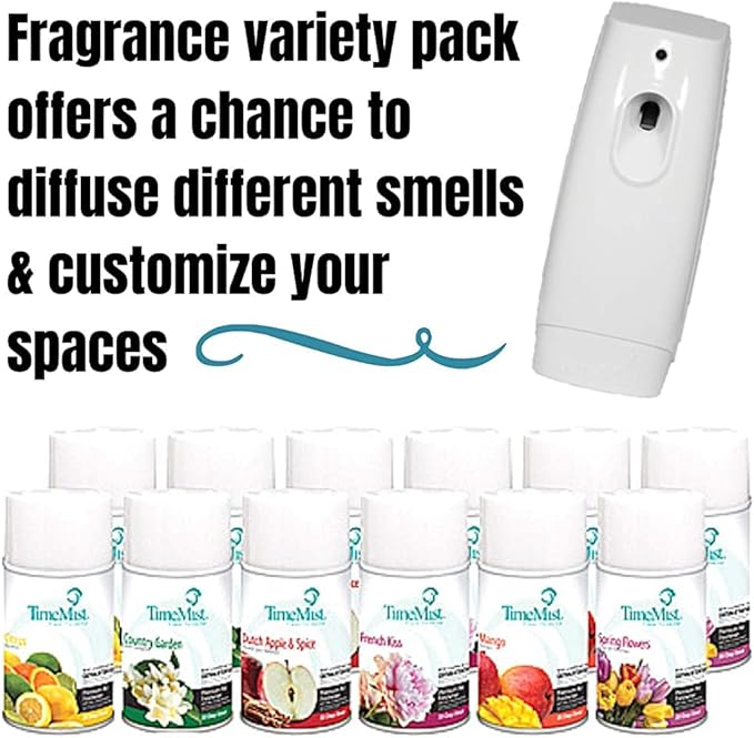 TimeMist Premium Quality Assorted Freshener Refills 1043978 (Pack of 12) Great for Restrooms Locker Rooms and more