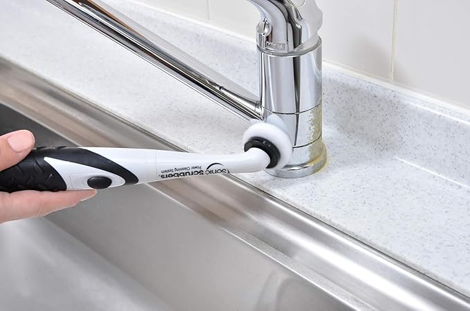 Sonic Scrubber – Super Electric Cleaning Brush | 3 Heads &amp 4 Multi-Firm Pads to Scrub Polish &amp Clean Tile Grout Kitchen Bathroom &amp More | Water-Resistant | Well-Loved in Japan