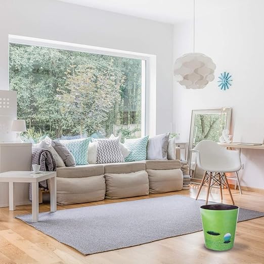 10L/2.64 Gallon Trash Can Decorative Waste Basket PU Leather Waste Paper Basket Waterproof Garbage Can for Bathroom Bedroom Office Kitchen and Living Room - Golf