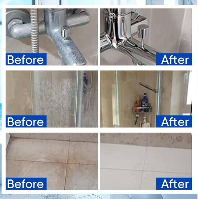 Bathroom Descaler Foam Cleaner 2025|Powerful Cleaner Spray for ShowerBathtubGlassFaucetTileToilet|Strong Cleaning for Stubborn Stains&ampLimescale Removal with 2 Microfiber Cloths (5 PCS-10oz)