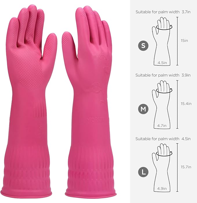 Rubber dishwashing gloves 3 or 6 Pairs for kitchenCleaning washing dish gloves long for household reuseable durable.