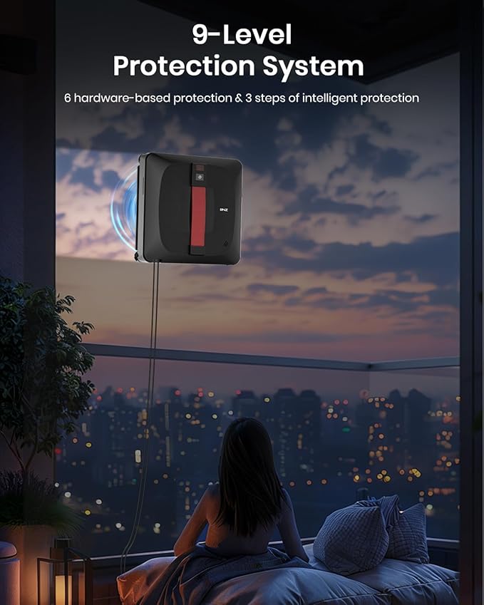 BNZ Window Cleaning Robot Nexus Ultra Black Robotic Vacuum Cleaner for Windows Mirrors Shower Doors