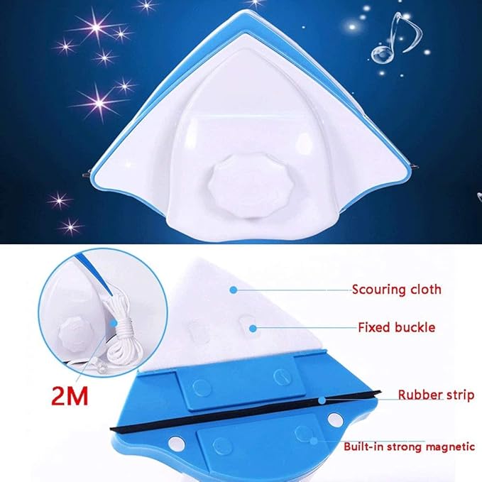 Home Side Magnetic Window Cleaner Strong Both Glass Surface Cleaning Brush Wiper Tools with Ergonomic Handle Des