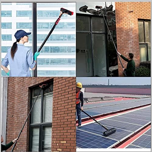 Telescopic Glass Cleaning BrushWater Fed Pole Kit 12-36ft Window Cleaning Pole Water Fed Telescopic Brush for Window Glass Solar Panel 4 Outlet Holes and 20m Long Hos