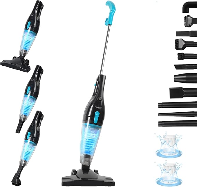 Intercleaner Corded Vacuum Cleaner 15KPa Powerful Suction with 400W Motor 12 in 1 Lightweight Bagless Stick Vac with Handheld Ultra Quiet for Hardwood Floor Carpet Car Pet Hair