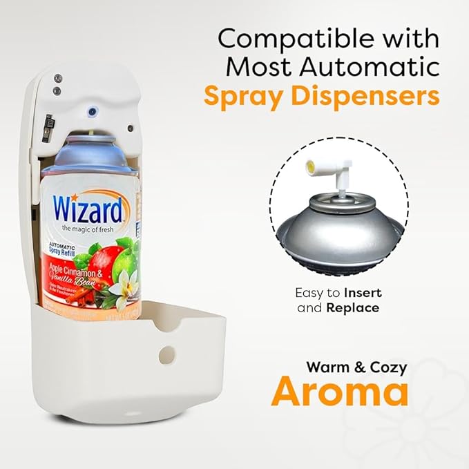 12 WIZARD AUTOMATIC SPRAY REFILLS 5 oz APPLE CINNAMON&ampVANILLA BEAN