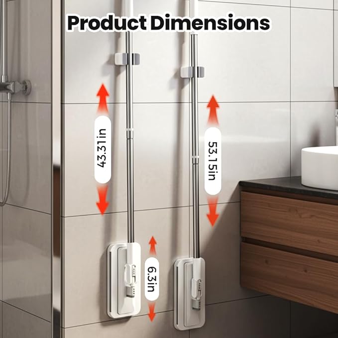 2026 New Disposable Dust Mini Mop with 10 Reusable Cloths 53'' Disposable Dust Mop Convenient Cloth Changing Mini Mop Handle Wet and Dry Flat Mopping for Multi Surface Floor Cleaning (43’‘+5Cloths)