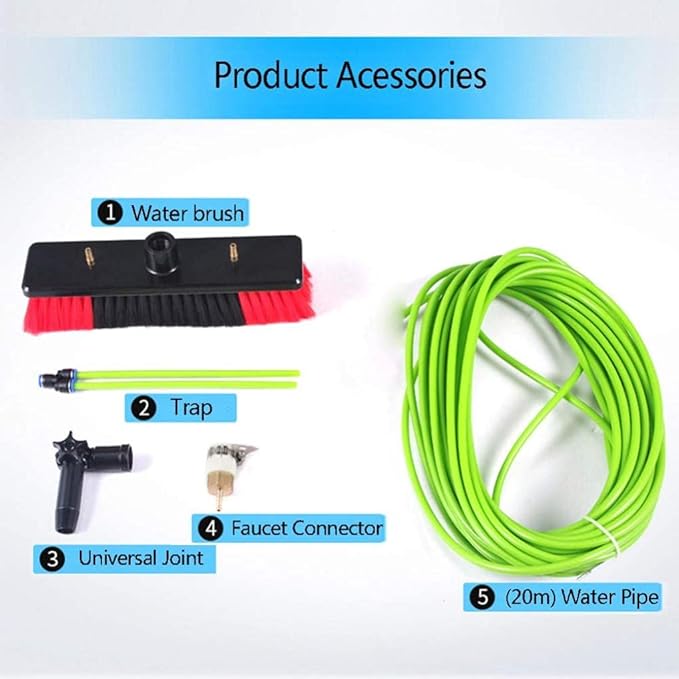 Window Cleaning Brush Window Cleaner Kit Water/Hose Fed Pole Cleaning Photovoltaic and Solar Panels/30cm Brush Head 7m (7m)