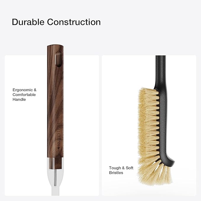 Cleaning Brush Diveotree Hard Bristle Brush for Deep Cleaning Grout Sink Cup Teapot Bottle Blender Multi-Purpose Brush wih Long Handle for Kitchen (Black-2Pack)