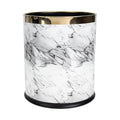 Marble Pattern Round Wastebasket Plastic Trash Can for Bathroom Bedroom Office Home Kitchen with Easy Bag Replacement and Stylish Lidless Design