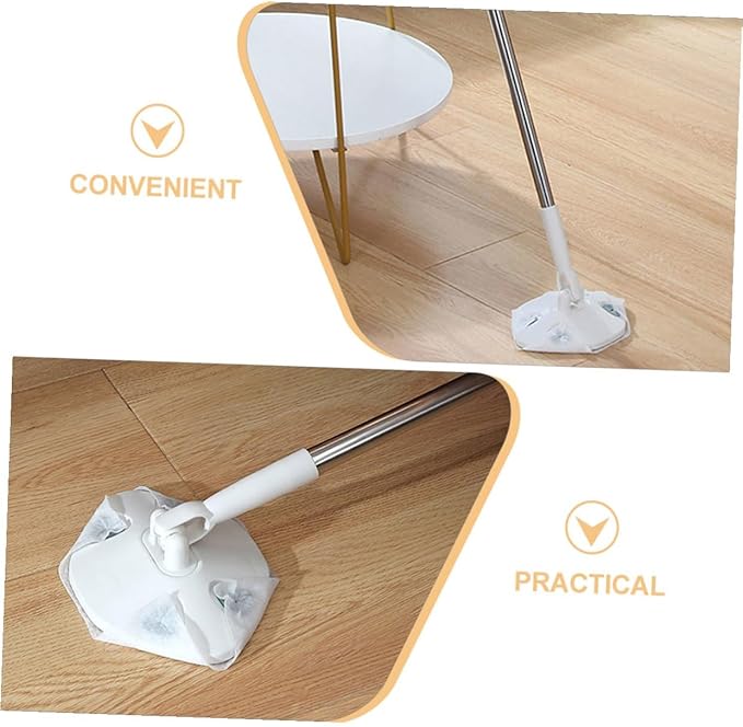 Rotating Dust Mop with Long Handle and Refill Pads Triangle Microfiber Floor Mop for Hardwood Wet and Dry Cleaning Includes Single Dry Wipe Household Dust Removal Tool