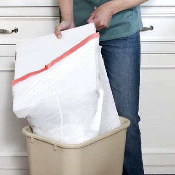 Trash Bags 8-10 Gallon Drawstring 120 Count Multifold Roll Garbage Bags Large Kitchen Trash Bags Odorless &amp Heavy Duty White Plastic Food Scrap Bags for Bathroom Bedroom Office Waste