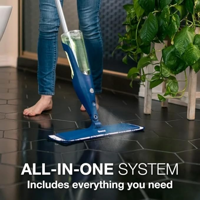 Hard Floor Mop with Microfiber Pads – All-Surface Flat Mop for Tile Hardwood &amp Laminate