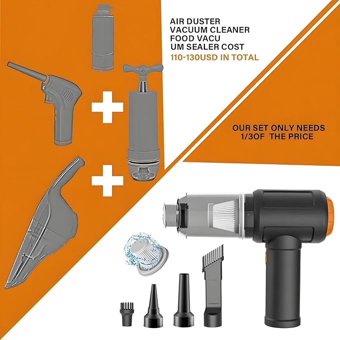 Air Duster - Computer Vacuum Cleaner - for Keyboard Cleaning- Cordless Canned Air- Powerful - Energy-Efficient(Air-01)