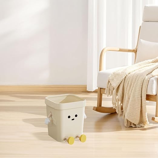 Cute Trash Can 16L Cute Cartoon PP Plastic Trash Can with Eyes Hands &amp Legs Open Top Waste Basket for Kitchen Bathroom Office Decor.