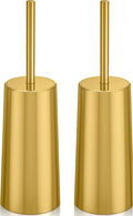 Toilet Brush and Holder 2 Pack Toilet Brush Stainless Steel Toilet Bowl Brush for Bathroom Toilet-Ergonomic ElegantDurable (Gold)