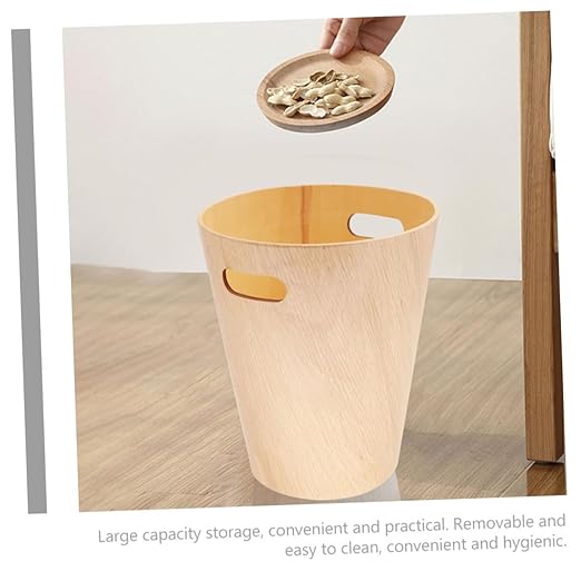 Wooden Desk Wastebasket Simple and Creative Garbage Bin for Bathroom Office and Home Capacity Removable Design Trash Can