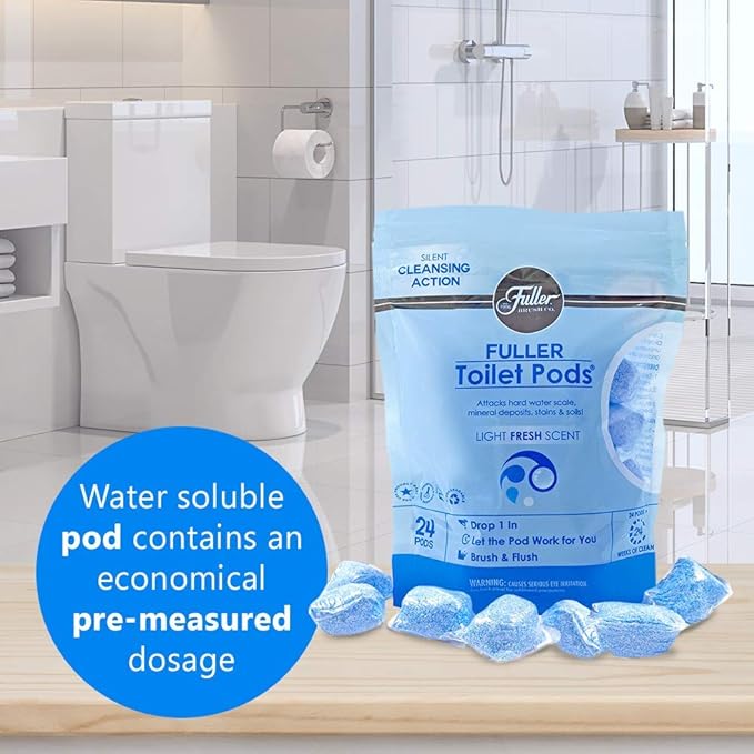 Fuller Brush Toilet Bowl Cleaner Pods - Water Soluble Tablet Cleansers - Cleans Descales &amp Refreshes Bathroom Toilets Removes Odors &amp Stains Light Fresh Scent Ideal for Homes and Businesses 6-