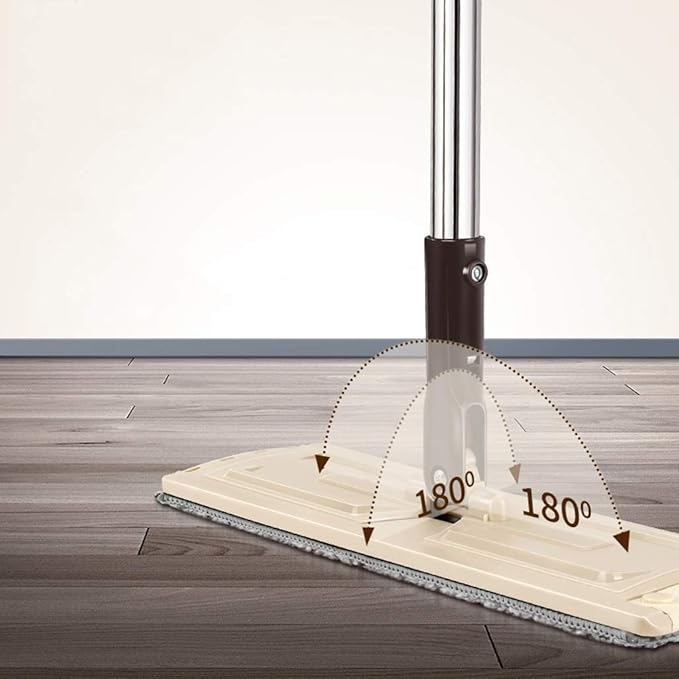 Microfiber Flat MopAluminum Plate Stainless Steel Handle with Extension Scraper Reusable Mop Pads