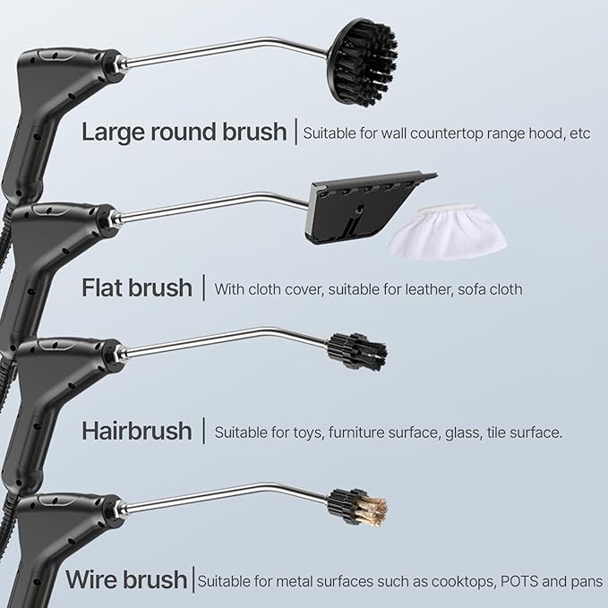 Irishom Handheld Multi-Surface Steam Cleaner with 6pcs Accessories Touch Screen 6 Levels Adjustable 105℃/221℉ Deep Cleaning Steamer with Portable Handle 1200ml/40.5oz Water Tank