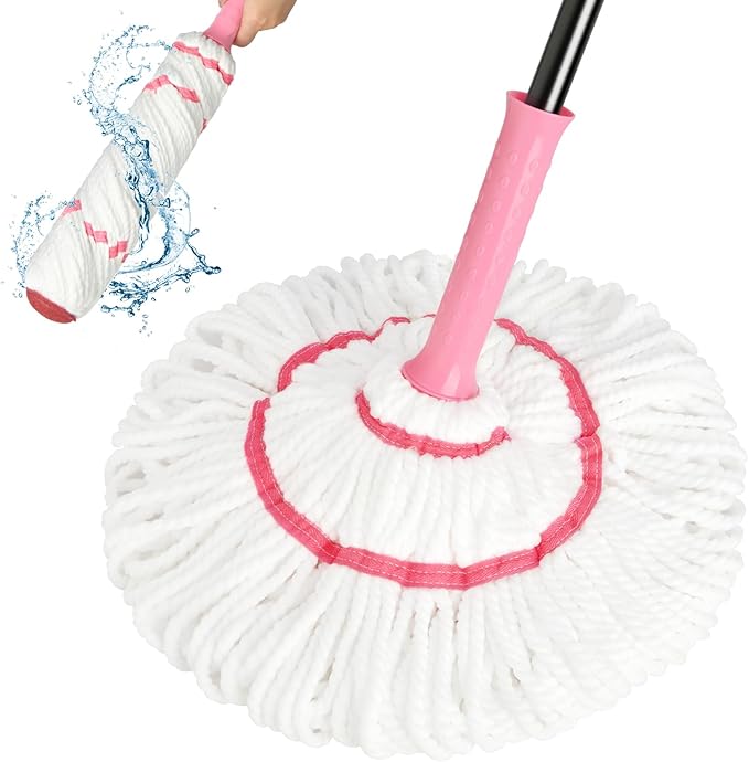 XXXFLOWER Broom and Dustpan Set with Cleaning Teeth+Self-Wringing Twist Mop for Floor Cleaning 57” Long Handle Heavy Duty Microfiber Mop for Wet Mopping on Tile Hardwood Kitchen Bathroom