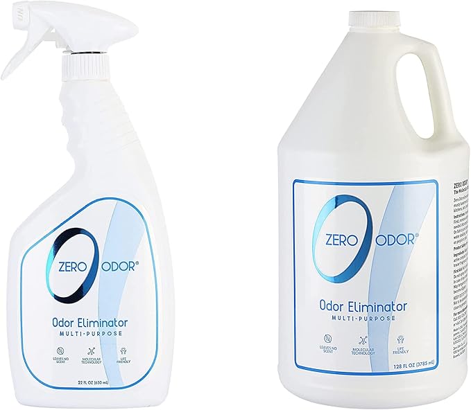 Zero Odor – Multi-Purpose Odor Eliminator 128 Oz - Patented Technology for Bathroom Kitchen Fabric Closet- Smell Great Again 16oz