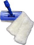 Genuine Lambwool Mop for Floor Cleaning Dusting Waxing 9 Flat Mop with Reusable Lambswool Refills for Wet &amp Dry Use. Hardwood Laminate and Tile Flooring. (1 Pad Holder + 3 Pads)