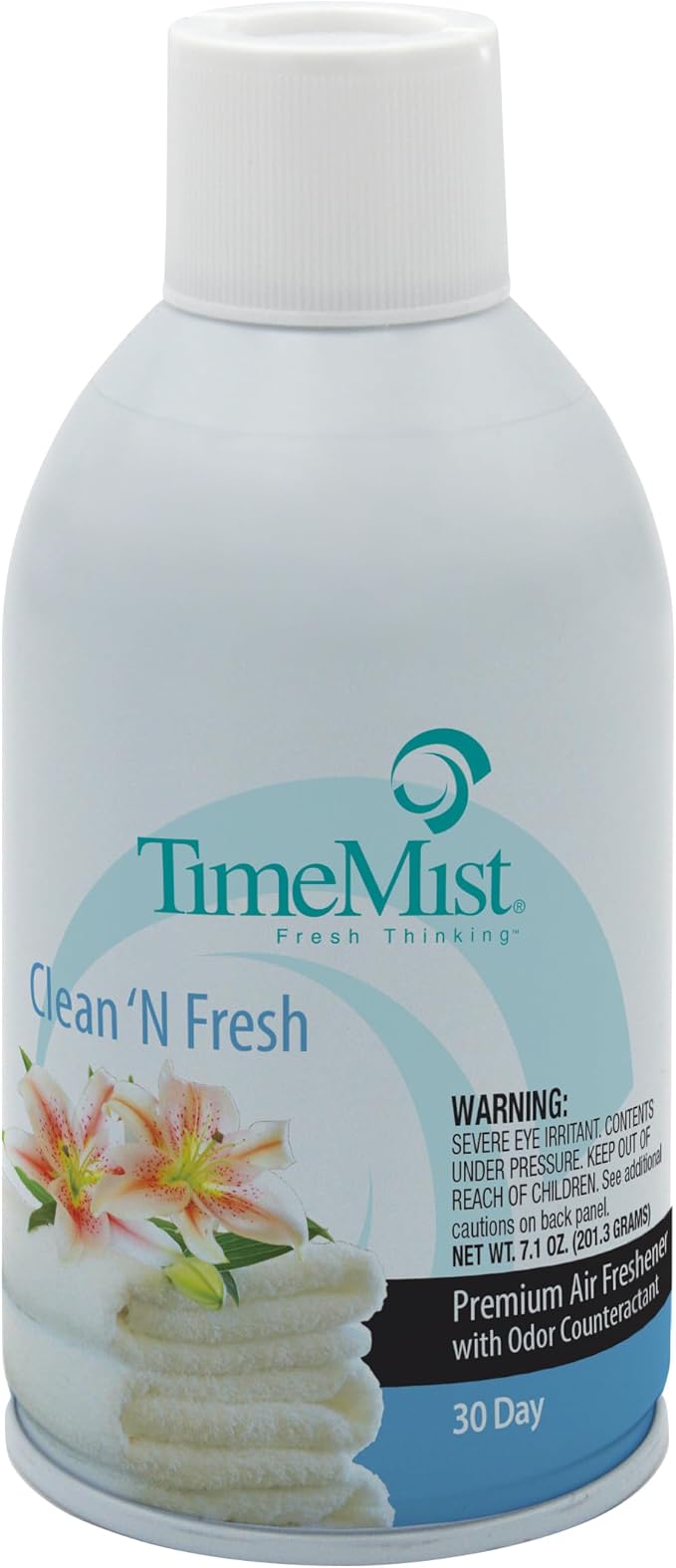 TimeMist Premium Metered Air Freshener Refills - Clean &amp Fresh - 7.1 oz (Case of 12) - 1042771 - Lasts Up To 30 Days and Neutralizes Tough Odors