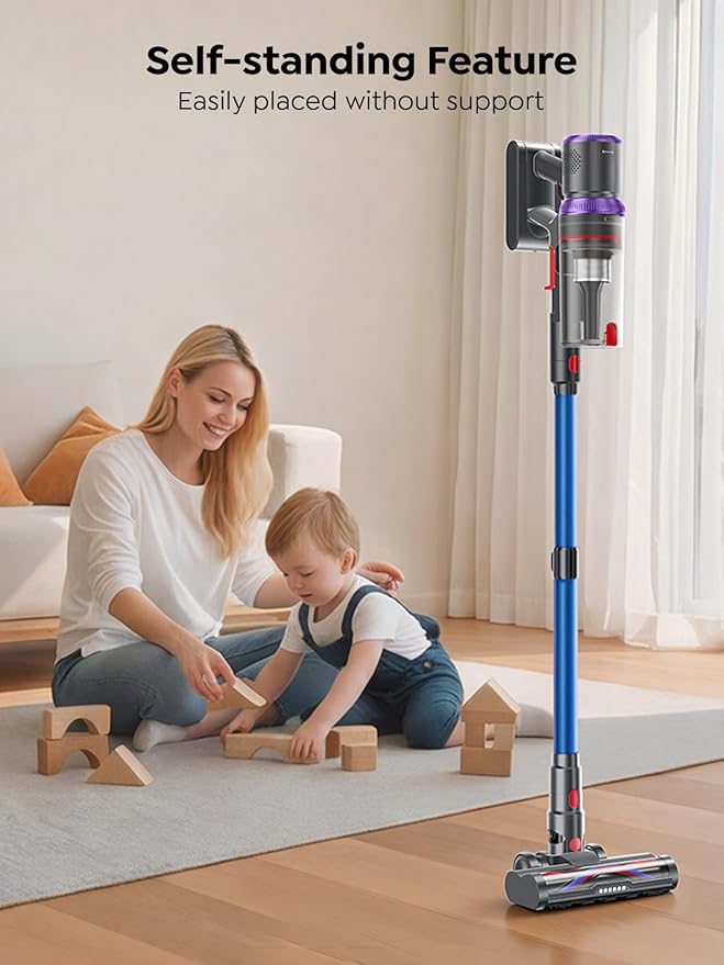 SMOTURE Cordless Vacuum Cleaner 650W 55KPA 70 Mins Vacuum Cleaners for Home Pet Brush &amp Sofa Brush 3.3Ft Hose Wall-Mount Charging Stick Vacuum for Pet Hair/Sofa/Carpet/Hard Floor