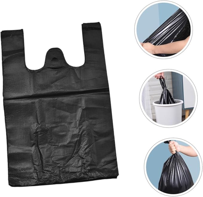200pcs Thickened Plastic Trash Bags Heavy-duty Kitchen and Bathroom Garbage Liners Black Multipurpose Office Waste Disposal Leak-resistant