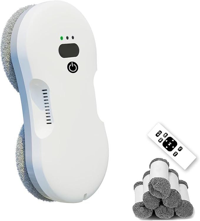 Window Cleaning Robot - Ultra Slim Window Cleaner Robot Equipped with Dual Water Sprays &amp Smart Edge Detection - Clean Vacuum for Interior/Exterior Floor to Ceiling Windows