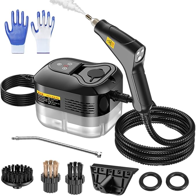 1500W Black High Pressure SteamerHandheld Steam Cleaner with Handle Controllable Switch Steam Cleaner for Window Kitchen Upholstery Floor