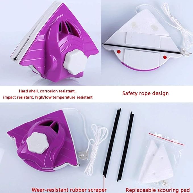 Cleaning Brush Wiper Side Magnetic Window Cleaner With Ergonomic Handle Design For Single Layer/Double Glazing Thickness