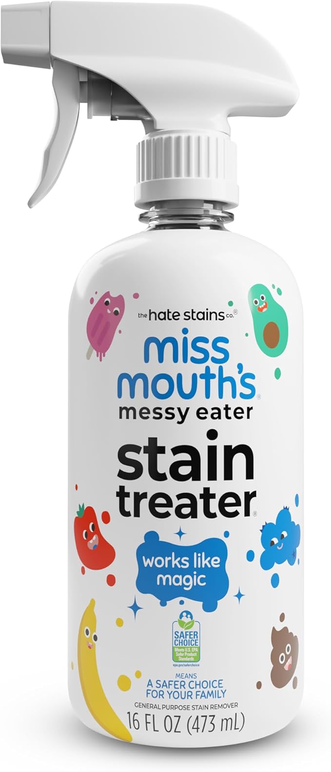 Miss Mouth's Messy Eater Stain Treater Spray - 16oz Stain Remover - Newborn &amp Baby Essentials - No Dry Cleaning Food Grease Coffee Off Laundry Underwear Fabric
