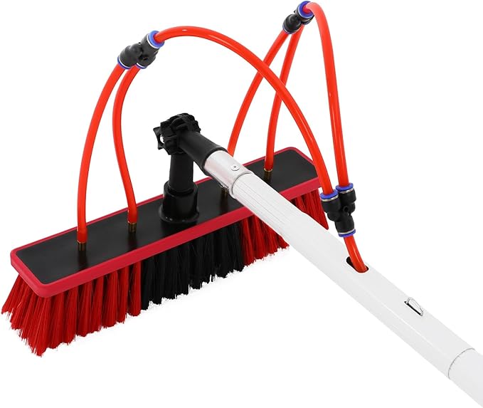 32.8FT Window Cleaning Water Fed Brush Kit 13.2'' Detachable Brush Head Window Glass Washing Cleaner Equipment Kit 8 Adjustable Telescopic Pole Tool for Household &amp Outdoor