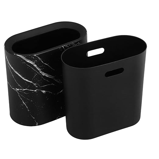 PRETYZOOM Marble Trash Bin for Bathroom Elegant Decorative Wastebasket for Home Kitchen Office and Hotel Use and Easy to Clean Design for Stylish Garbage Storage