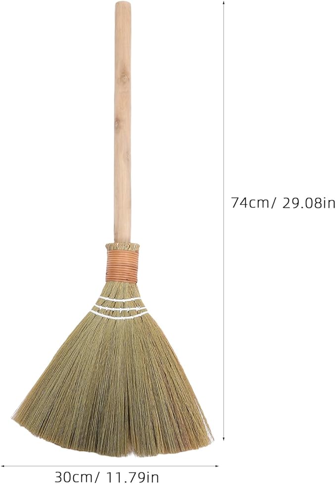 LOGOFUN Detachable Straw Broom for Hardwood Floors 74x30cm Lightweight Indoor Sweeper Living Room Kitchen