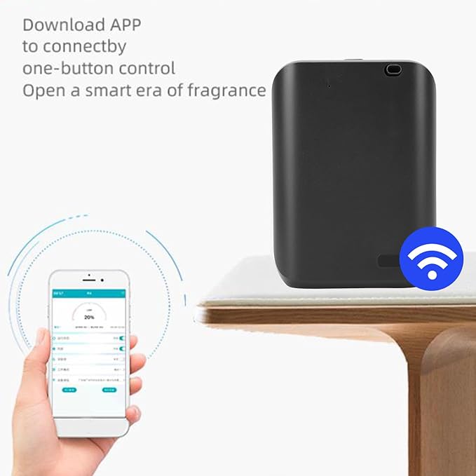 Smart APP Scent Diffuser Wall Mount Waterless Diffuser Silent Air Freshener Diffuser for Hotels Offices Conference Rooms Clubs (Black)