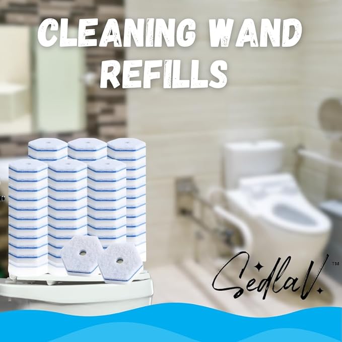 SEDLAV Disposable Toilet Bowl Cleaning Refills Wand Heads Cleaning Wand Refills (30)
