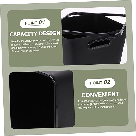 Large Plastic Garbage Can for Bathroom Kitchen Bedroom Living PP Wastebasket Bin Minimalist Trash Container Easy to Clean and Spacious
