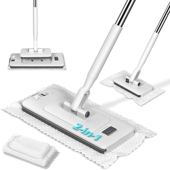 MASTERTOP Disposable Dust Mop with Mini Sweeper Mop2-in-1 Disposable Mop with 47 Long HandleMicrofiber Mops for Floor CleaningNo-Touch Multi Surface Floor Cleaning