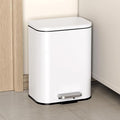 Cesun Small Bathroom Trash Can with Lid-1.3 Gal Outdoor Stainless Steel Garbage Can for Dog Poop with Anti-Slip Base for Bathroom Bedroom Office RV Living Room White