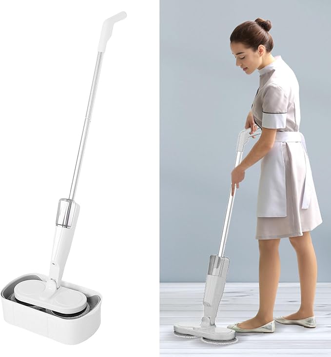 SUNGOOYUE Cordless Electric Mop USB Rechargeable Spin Mop Cleaner with Large Water Container and LED Light for Wet Dry Hard Floor Cleaning Wood Tile Laminate Floor Care