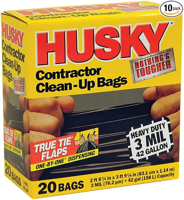 10-Pack of 42 gal Poly - America HK42020B Husky 3-Mil Contractor Trash Bag 20-Count
